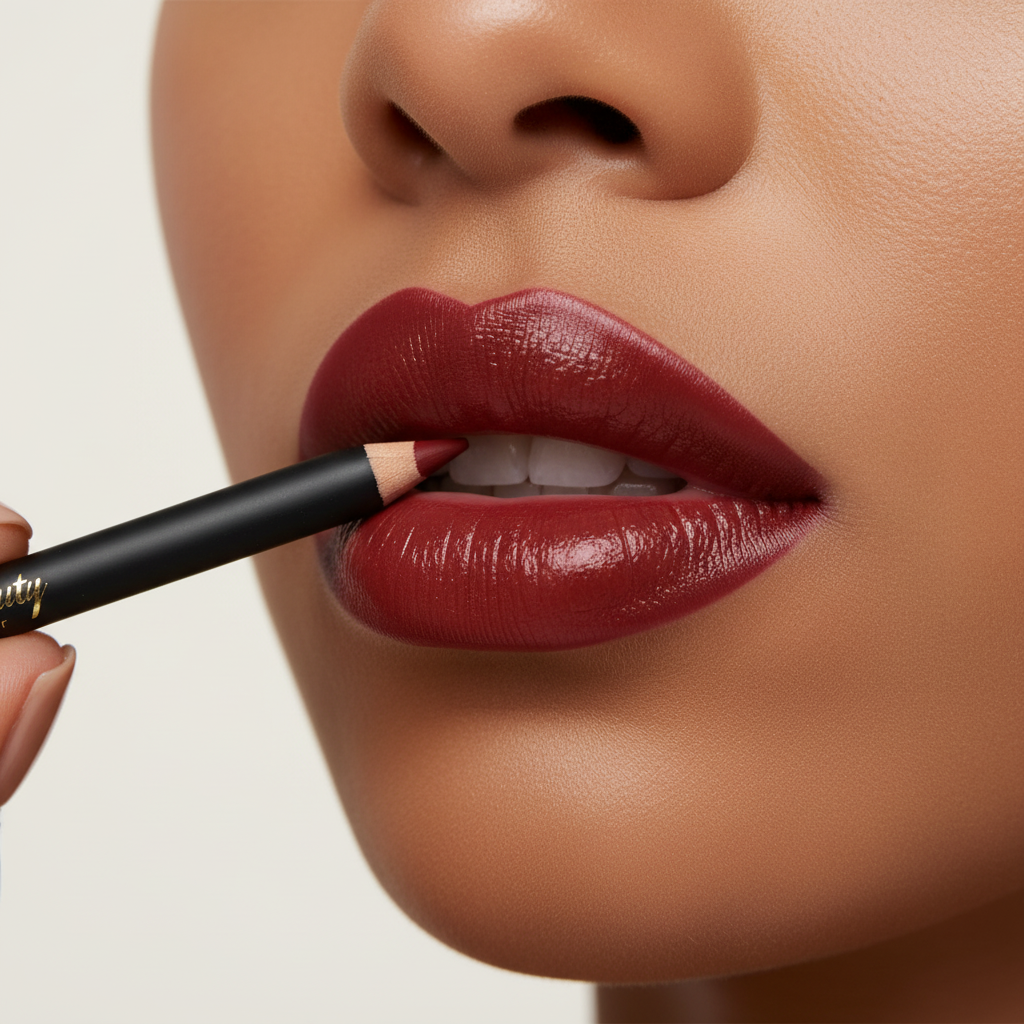 Cherry Smoke Lip Liner lifestyle shot on brown skin